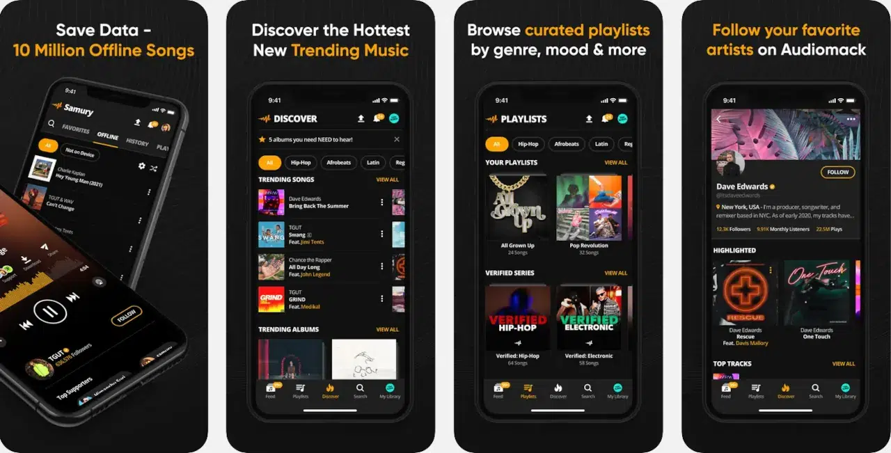 Audiomack let you have music from an huge library of millions songs.