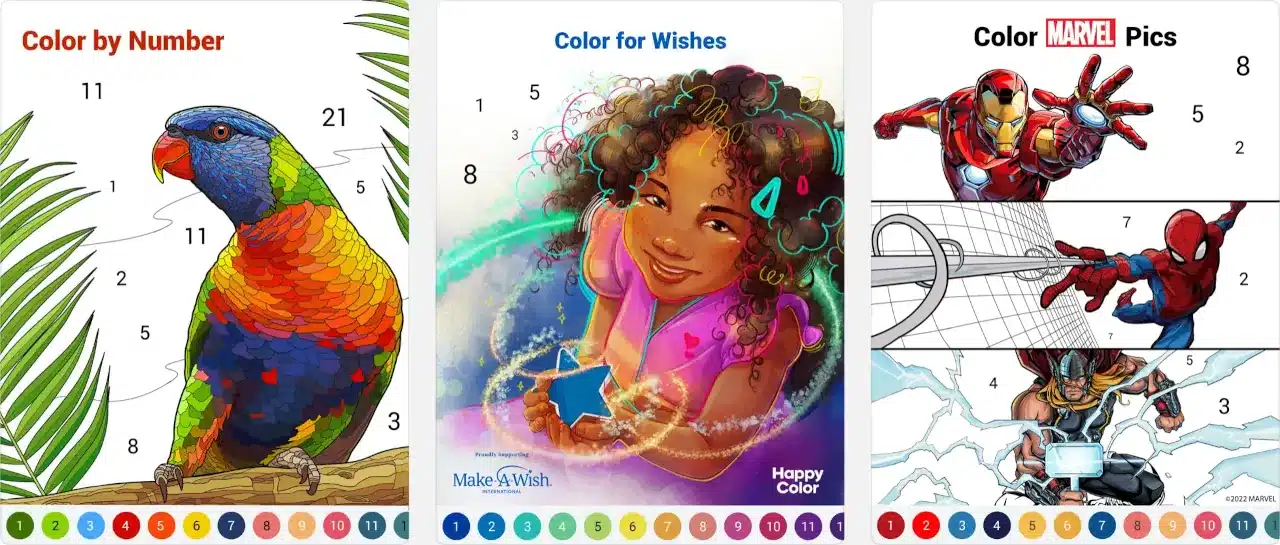 Happy color have many theme to paint for kids like Marvel, Disney, Princess etc.